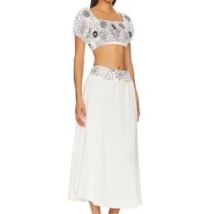 White Embroidered Maxi Skirt - And Top Set